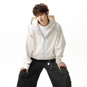 2026春季新款撞色辑明线连帽冲锋衣夹克男女情侣夹克JK269712-P68，男装夹克，星座418-2