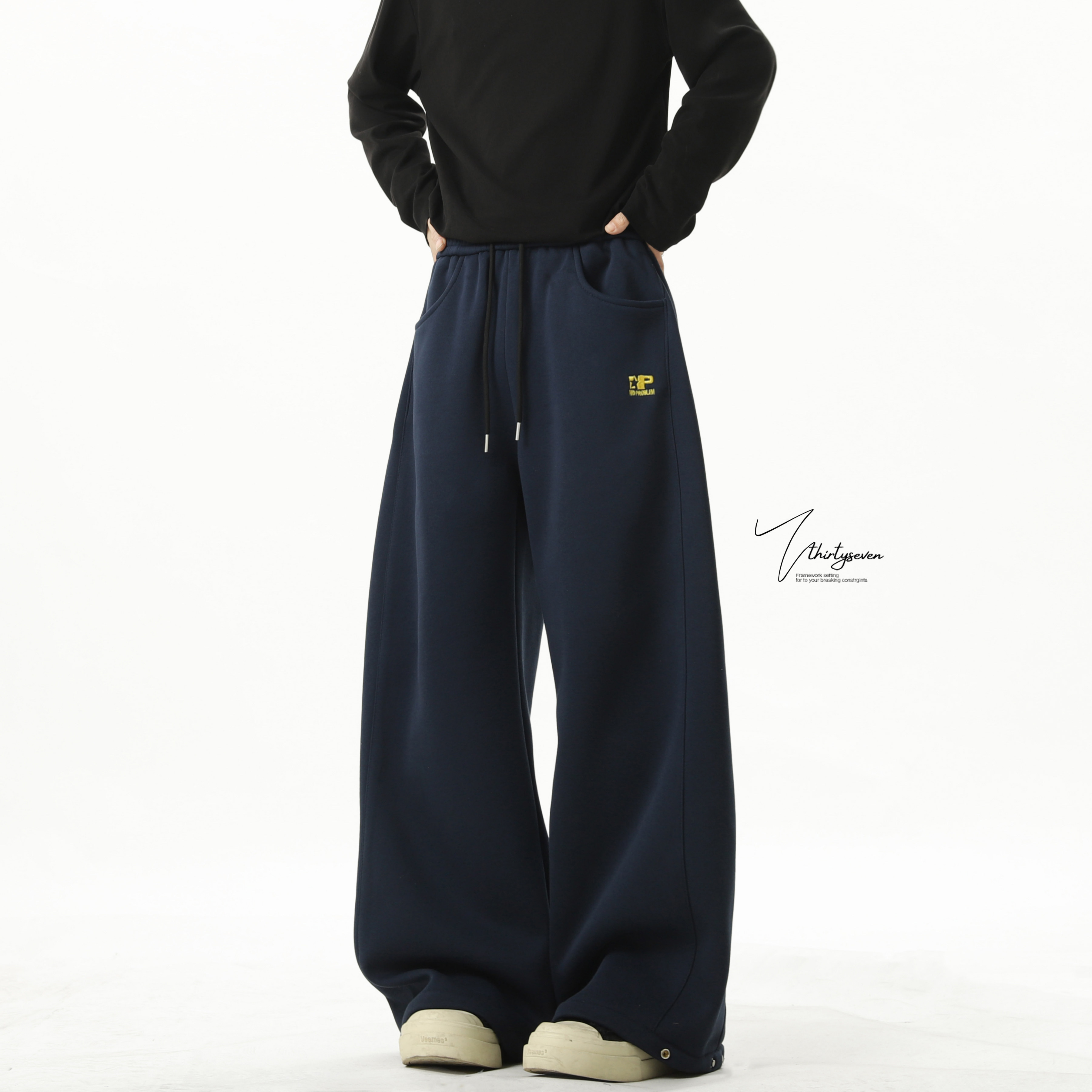 现货2026春季男女休闲宽松运动卫裤阔腿裤K2506-特P45，男装休闲裤，星座418-2