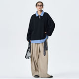 2025秋季男女休闲宽松格子翻领假两件卫衣WY25715-特P42，女装卫衣/绒衫，星座418-2