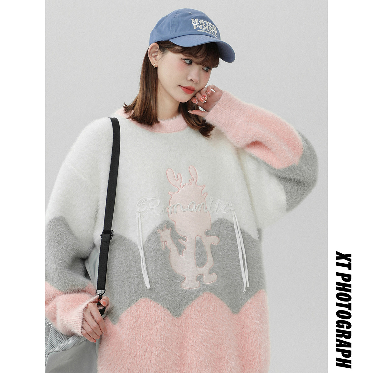 2023 Autumn/Winter Thickened Arctic Velvet Knitwear Little Dragon Man Color Block Sweater SM215-P78_voghion.com
