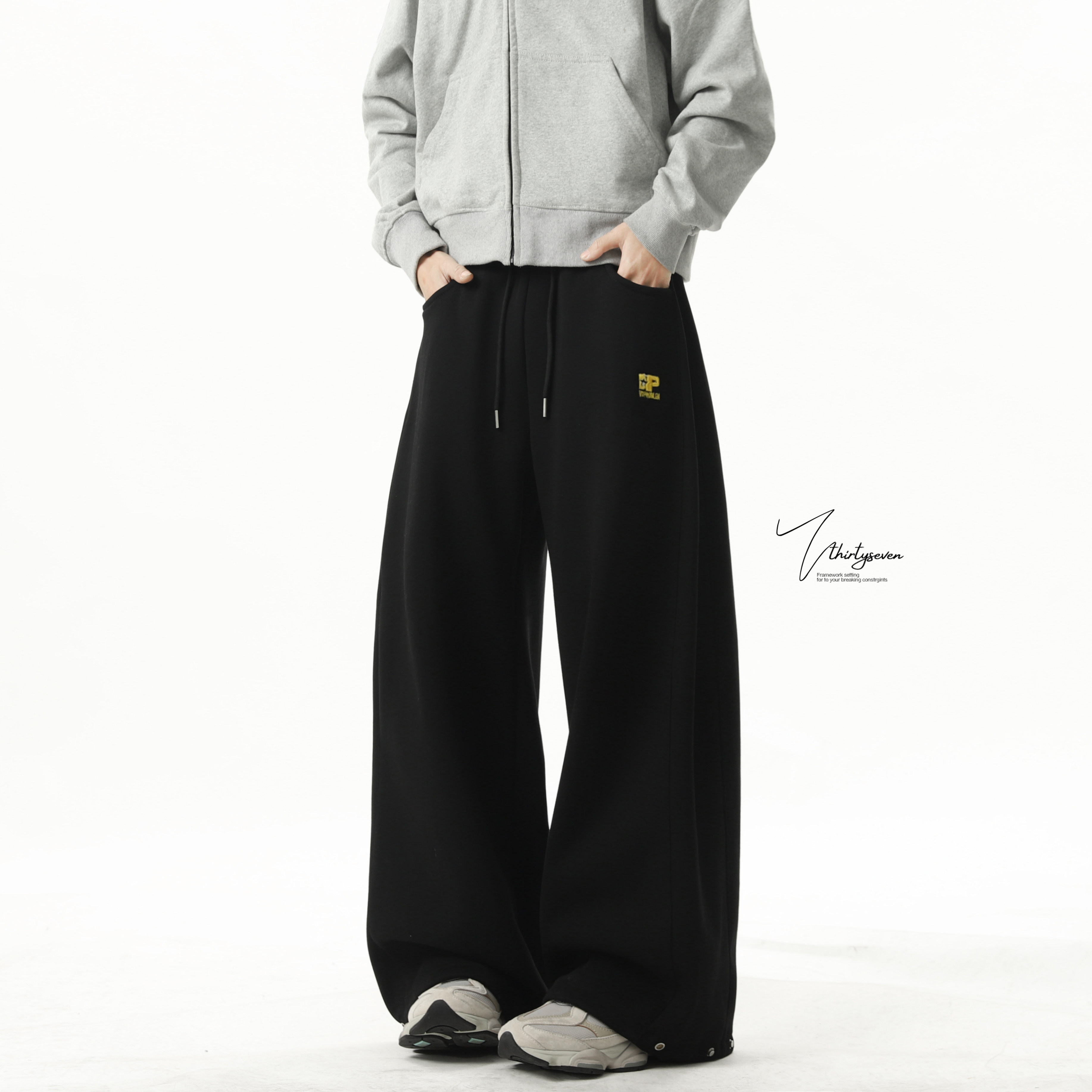 现货2026春季男女休闲宽松运动卫裤阔腿裤K2506-特P45，男装休闲裤，星座418-2