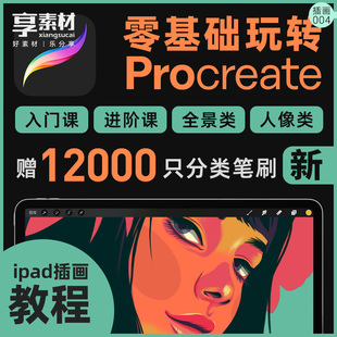 Procreate教程ipad插画笔刷零基础人像动物街风景建筑手绘课程书