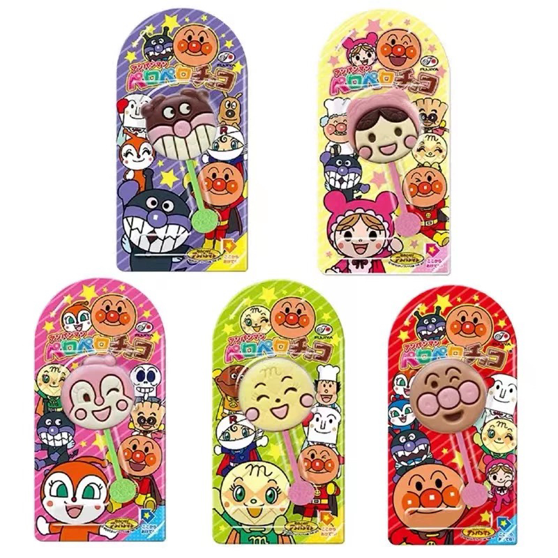 日本进口不二家面包超人单棒巧克力卡通棒棒糖儿童零食