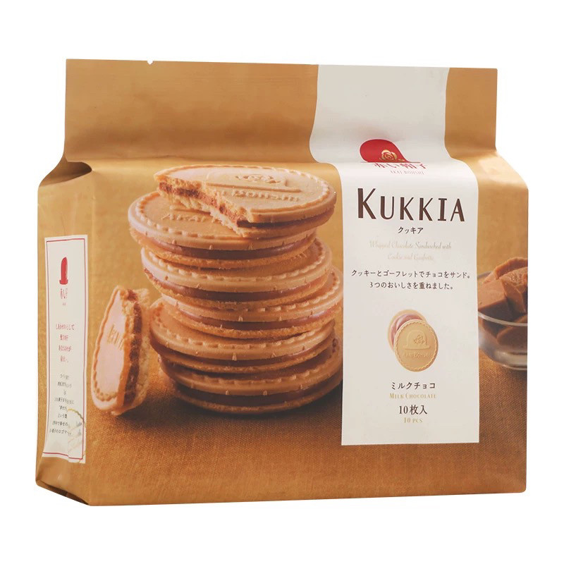 日本进口千朋红帽子kukkia夹心饼干椰子薄脆夹心牛奶巧克力饼零食