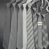 格雷系中灰深灰浅灰复古港风纯色领带男学院风6CM窄版 领带女装 饰