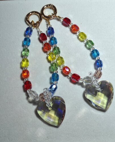 E&M高端水晶之心挂饰丨施家限量稀有色水晶爱心手机链包挂手绳