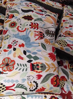 国内宜家洛达夫靠垫抱枕沙发垫靠垫腰垫枕头民族刺绣枕济南代购