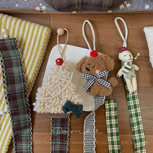 韩系森系手工布艺动物挂件ins风可爱发饰收纳带配饰长绳项链挂饰