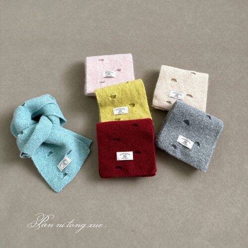 秋冬季韩版小破洞儿童围巾保暖防风氛围感男女宝宝软糯针织围脖
