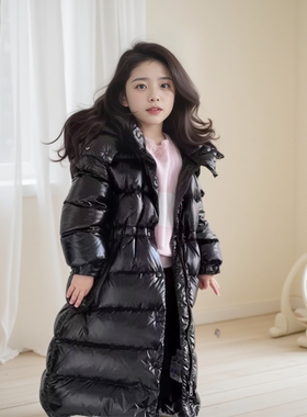 韩版MC家女童加长款90白鸭绒羽绒服新款儿童过膝加厚保暖童装外套