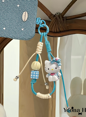 原创意礼物正版Hello Kitty萌粒韩国蜡绳可提手机手腕绳手机链女