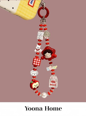 原创自制diy泡泡玛特skullpanda玫瑰红幸运星手机链包挂ccd挂件链