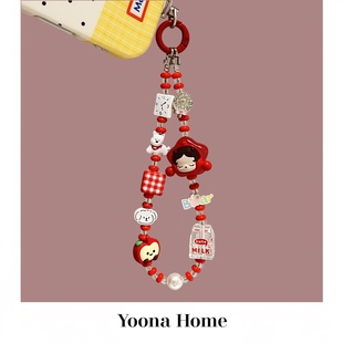 原创自制diy泡泡玛特skullpanda玫瑰红幸运星手机链包挂ccd挂件链