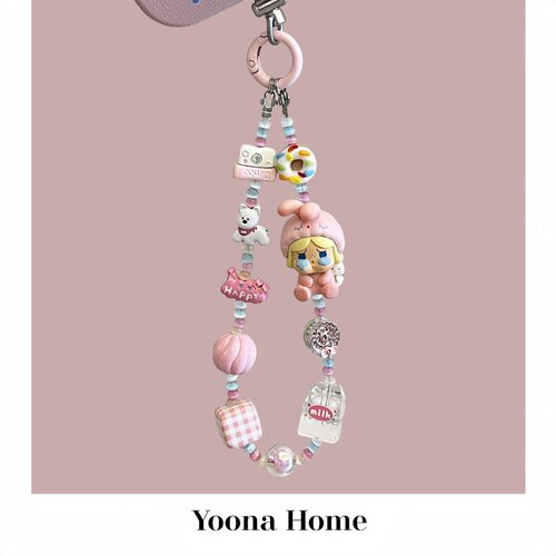 原创diy手作粉色系可爱甜手机链