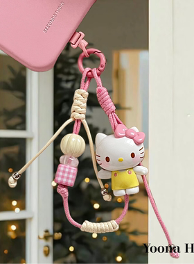 原创生日礼物酸甜菠萝Hello Kitty萌粒蜡绳可提手机手腕绳手机链