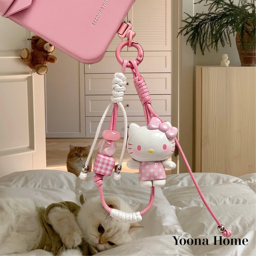 蜜桃甜心HelloKitty蜡绳手机链