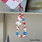 diy原创自制正版 Kitty云上骑士萌粒手机链手腕绳ccd挂链女 Hello