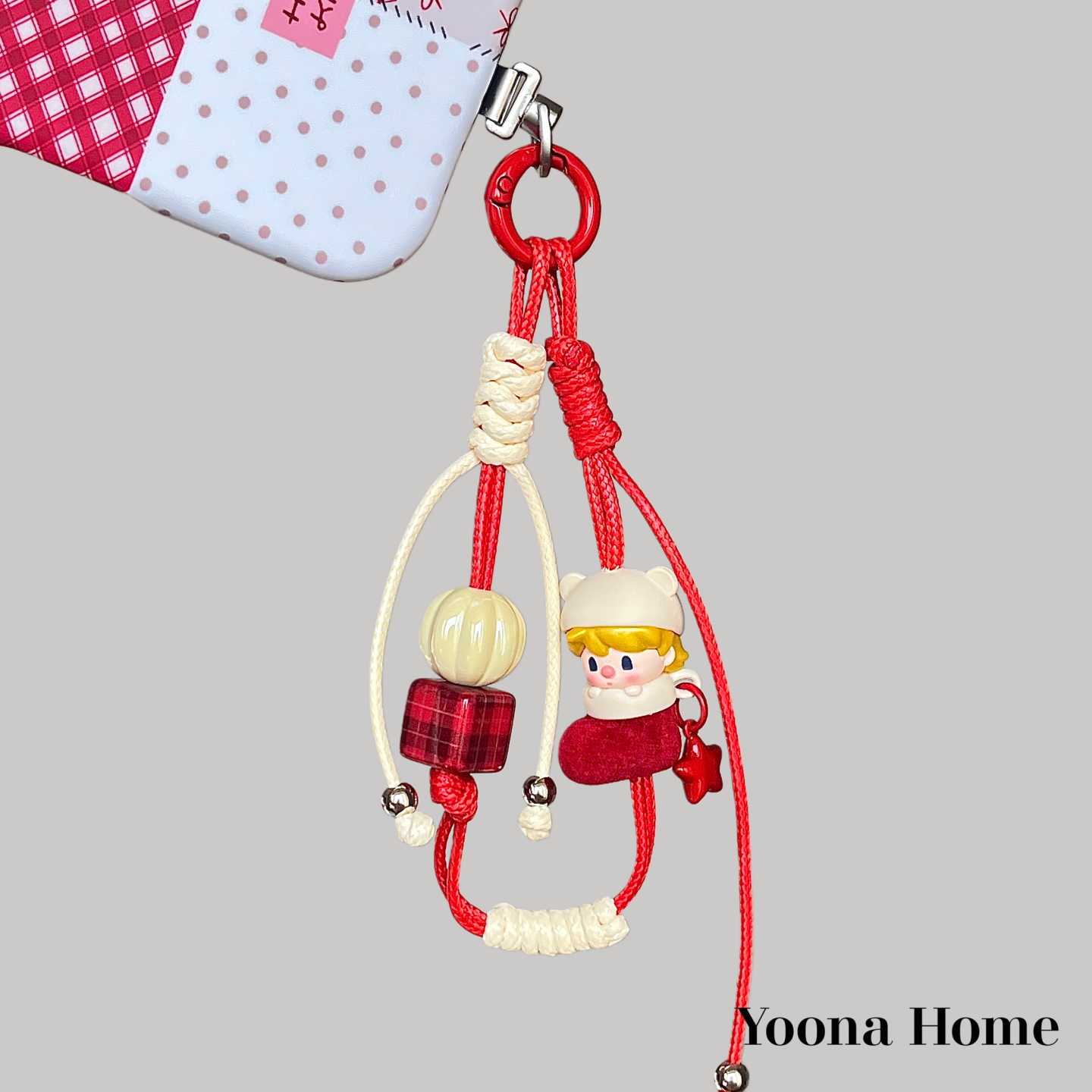 原创新年正版红色袜子小甜豆萌粒韩国蜡绳可提手机手腕绳手机链女,节庆用品/礼品,手机链,淘宝优惠券,粉丝福利购,淘宝优惠卷