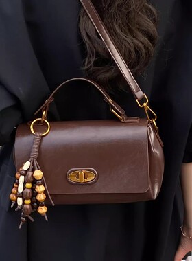 MK DA女包2025新款简约高级感真皮手提小方包百搭复古单肩斜挎包