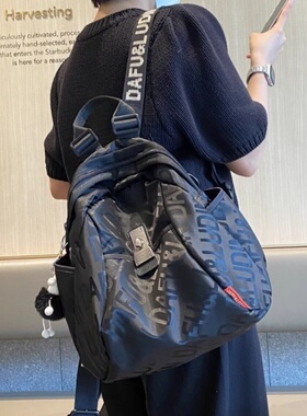法国ZAMP耐磨双肩背包女旅行大容量防水牛津布三用包休闲字母印花
