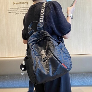 法国ZAMP耐磨双肩背包女旅行大容量防水牛津布三用包休闲字母印花