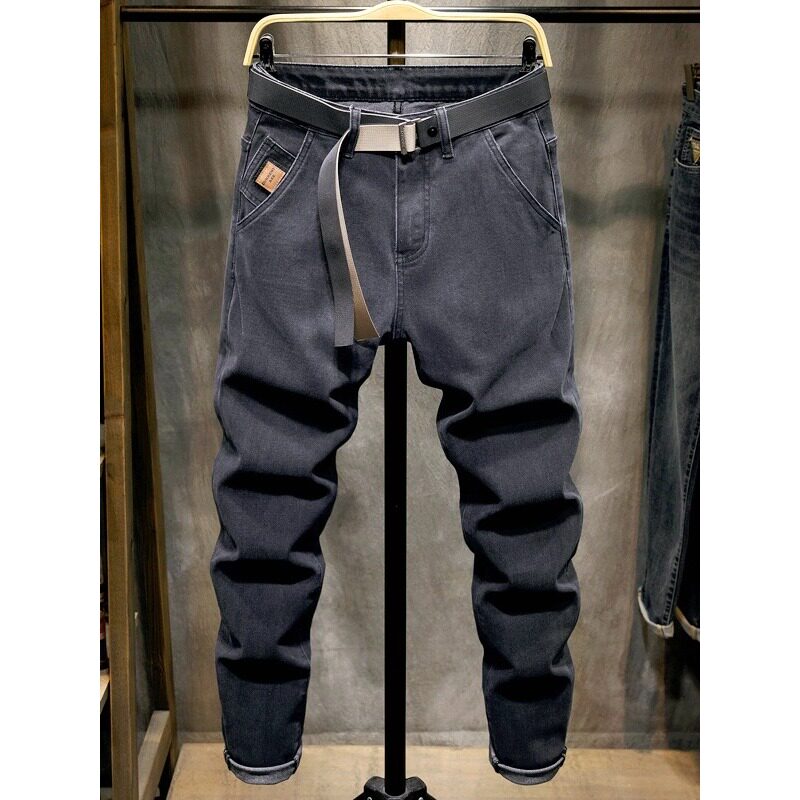 Mostarsea~秋冬修身小脚弹力牛仔裤男黑色斜插袋韩版潮流青年长裤