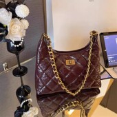 DA2025春新款 法式 高级感小香风菱格女包MK 链条腋下包真皮斜挎包