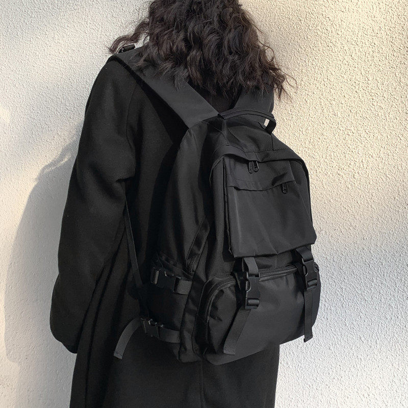 法国MKins女背包牛津布旅行书包原宿大容量纯色男女大学生双肩包