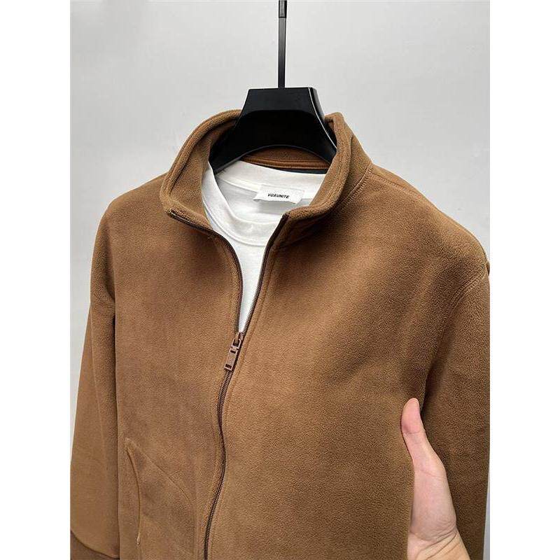 【奥利绒】拉链开衫外套男款卫衣秋冬季加绒加厚外搭立领男装衣服
