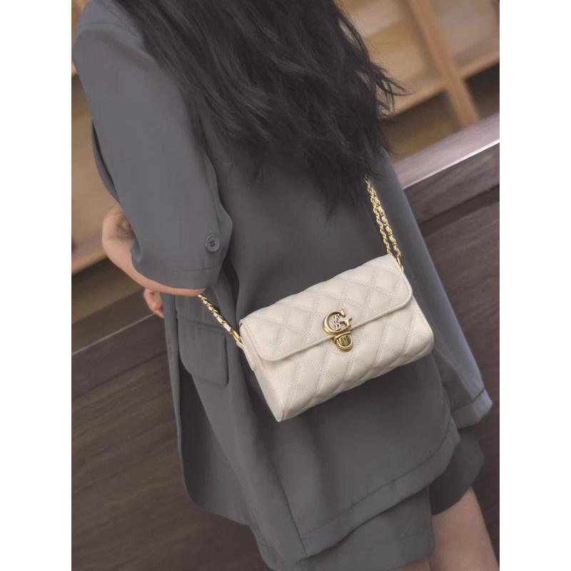 小香风菱格链条小方包女MK DA2025新款高级感真皮百搭单肩斜挎包