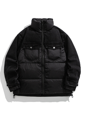 90白鸭绒冬季男士牛仔拼接羽绒服外套69632-P320 （只做黑色）
