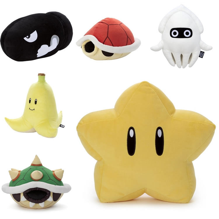 TOMY马力欧卡丁车世界毛绒红龟壳鱿鱿香蕉皮Mocchi超级星星酷霸王