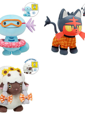 BUILDABEAR宝可梦 乌波 火斑喵 毛辫羊 换装发声毛绒