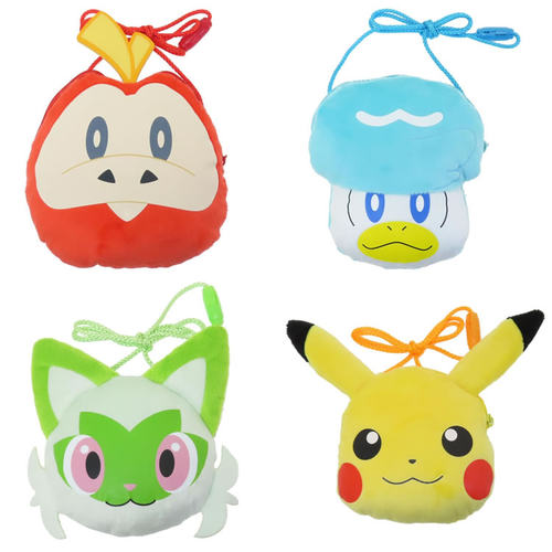 K宝可梦呆火鳄润水鸭新叶喵皮卡丘面部挂脖小包