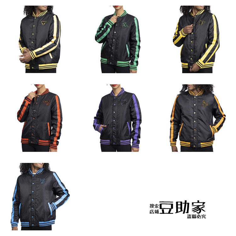 美版宝可梦中心闪电鸟 烈空坐 皮卡丘 火焰鸟 耿鬼 保暖夹克 外套