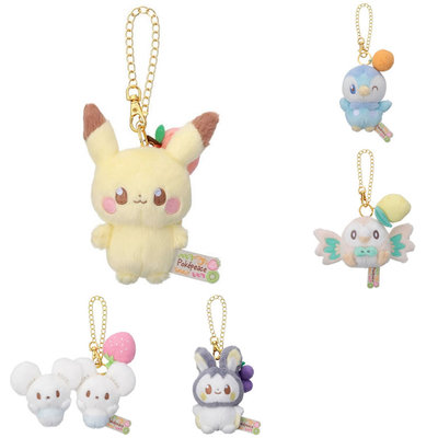 TOMY宝可梦PokePeace缤纷水果系列波加曼木木枭一对鼠毛绒挂件