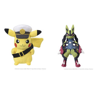 TOMY宝可梦船长皮卡丘 防尘护目镜版 黄色超级路卡利欧毛绒