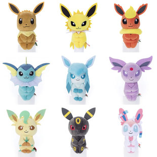 TOMY宝可梦chokkorisan系列伊布家族毛绒 坐姿 乖巧摆件 旅行搭子