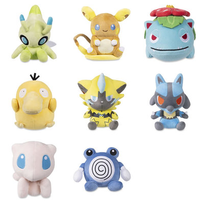 再版 美版宝可梦Dolls系列时拉比妙蛙花可达鸭路卡利欧梦幻蚊香君