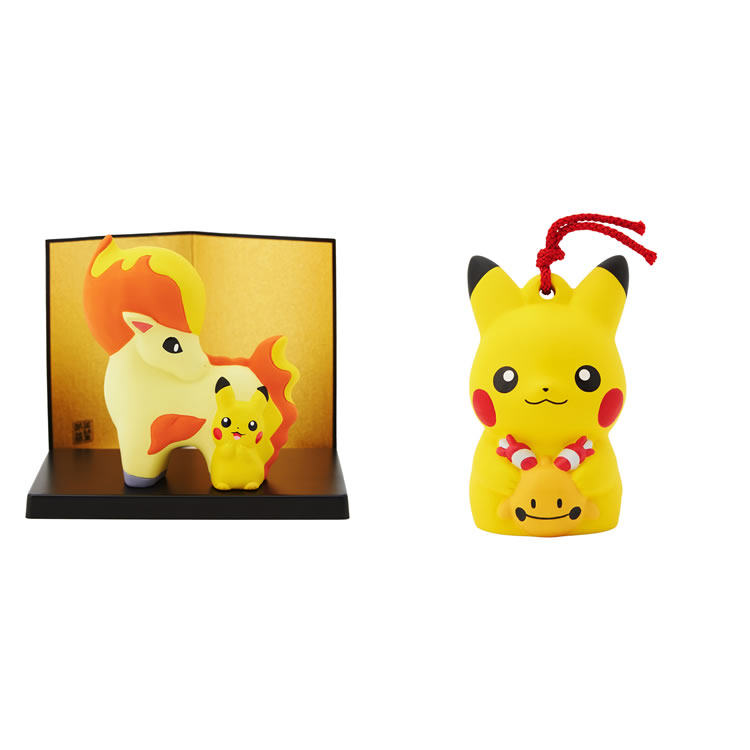 日版药师窑宝可梦中心皮卡丘陶饰 陶瓷 小火马 铃铛响 摆件