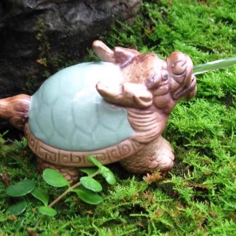 假山鱼池动物喷水摆件陶瓷龙头龟水族鱼缸花园阳台造景流水装饰品