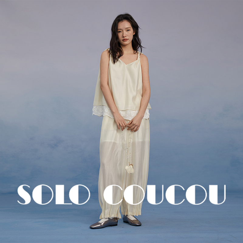 SoloCoucou索乐原创设计春夏度假系列小众显瘦慵懒松弛感醋酸长裤