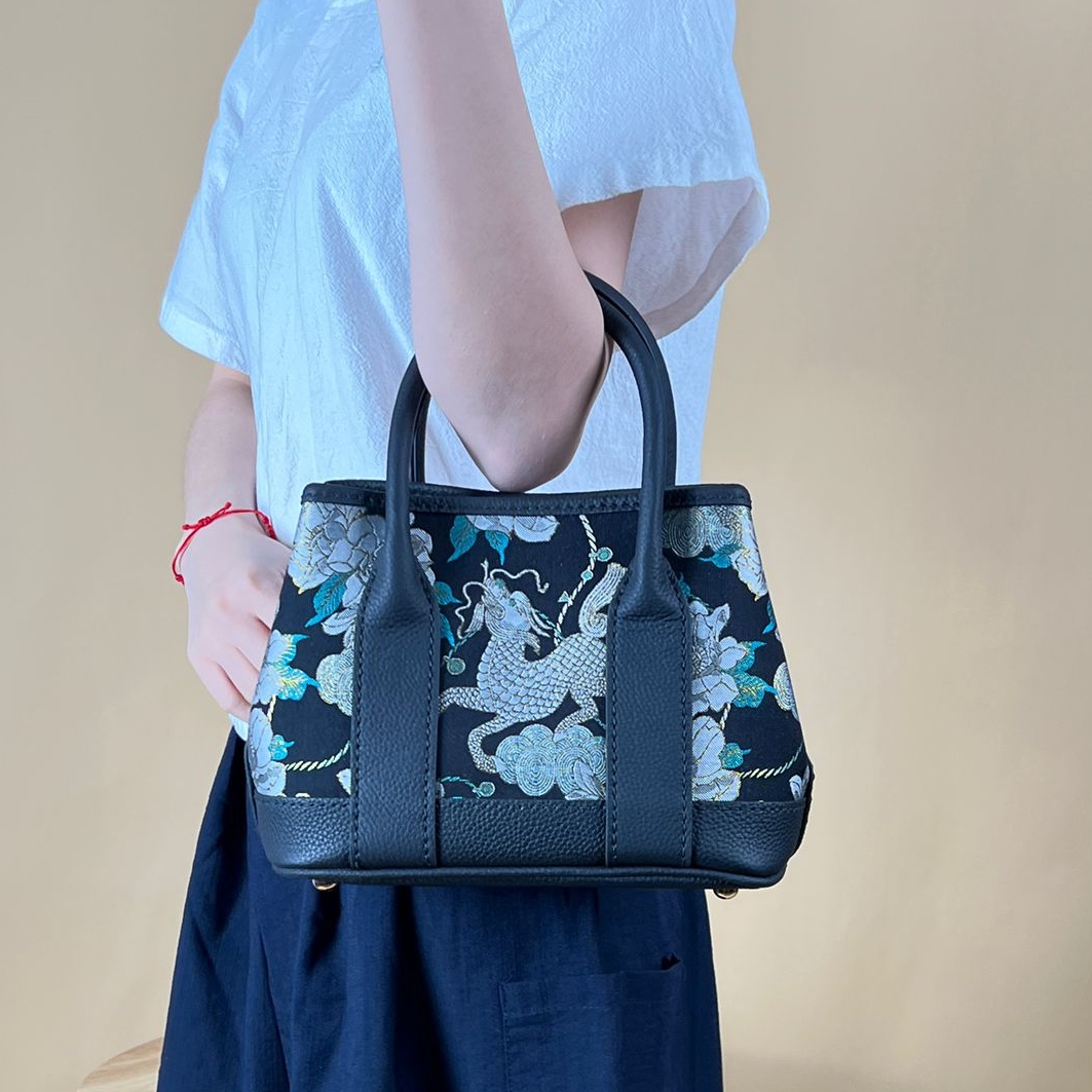 潮上手工diy材料包真皮小花园包