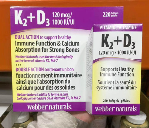 加拿大原装Webber伟博维生素K2加D3双重配方强骨骼 220粒