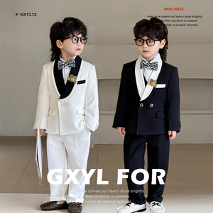 儿童西服新款男童花童套装钢琴演出服男孩西装小主持人英伦风礼服