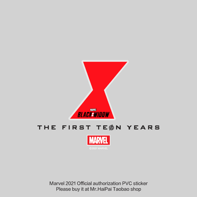 漫威官方「黑寡妇blackwidow标志」防水迪士尼水杯笔记本透明贴纸