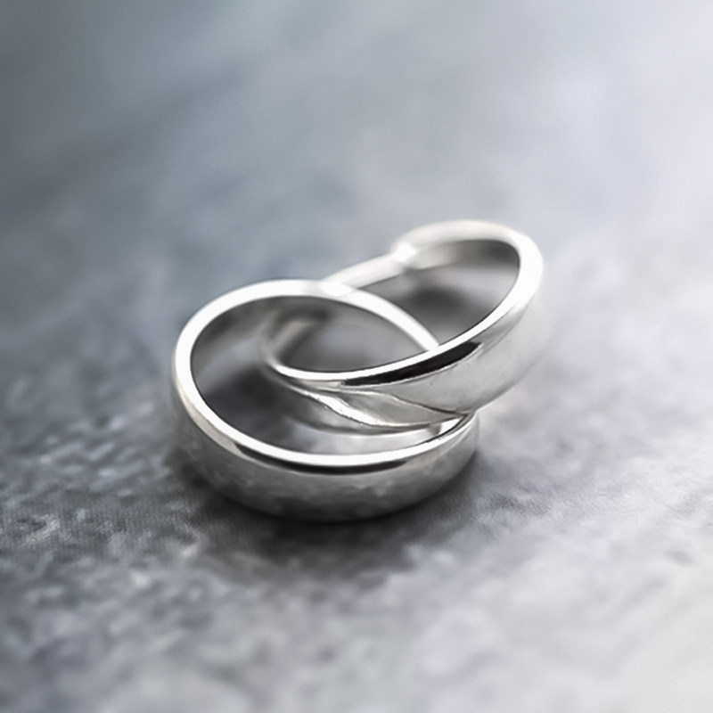 光面耳环足银简约女经典宽边耳圈