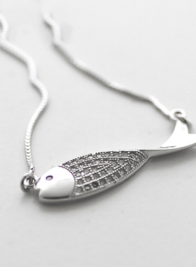 小鱼套链925纯银女纯银简约韩版