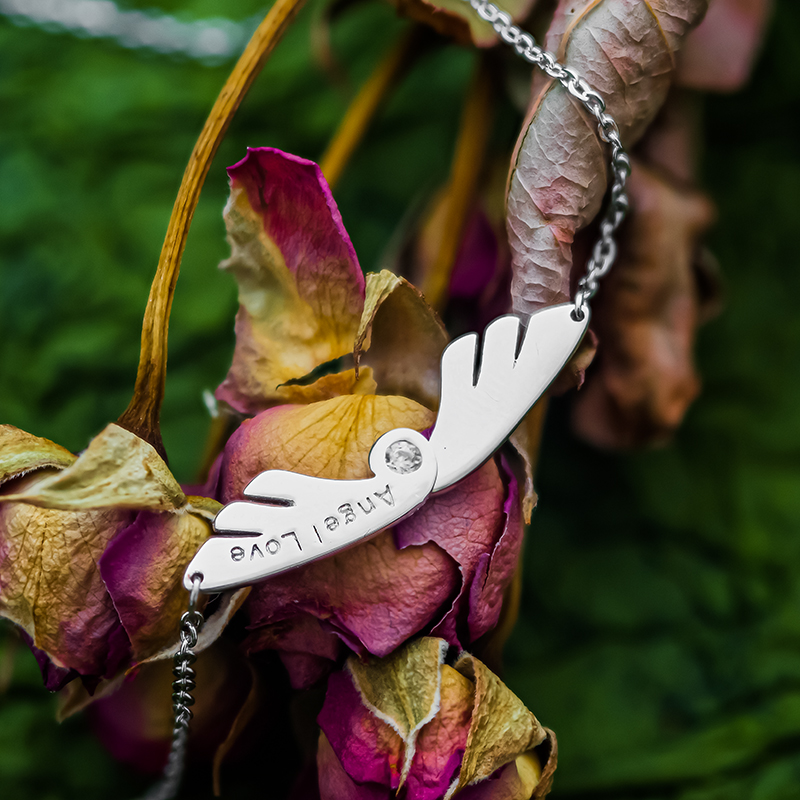 angellove天使之翼925纯银套链闪亮项链精致格调ol女翅膀颈链