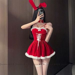 橘味喵：圣诞主题氛围感穿搭女装连衣裙兔女郎cos服饰圣诞节服装